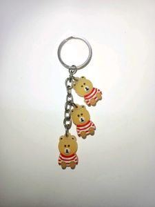 ✨🐻 Cute Stylish Keychain with 3 Teddy Bear Charms