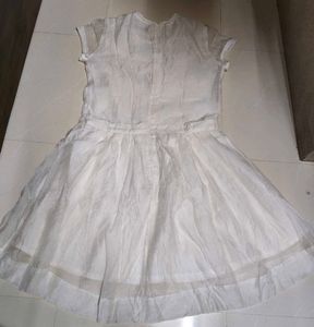 White Floral Print A-Line Dress