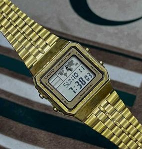 Vintage Gold Casio Orignal World time Watch