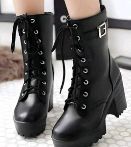 Black Platform Lace-Up Boots