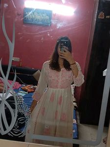 Elegant White & Pink Kurta