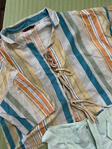 Striped Crop Top &amp; Palazzo Pants Set