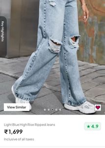 Light Blue High Rise Ripped Jeans
