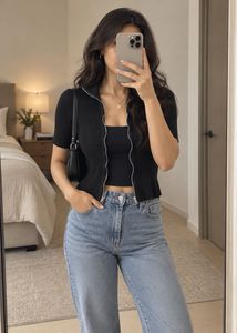 Calvin Klein Jeans Black Zip-Up Top