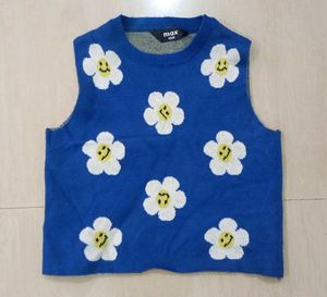 Blue Floral Knit Vest