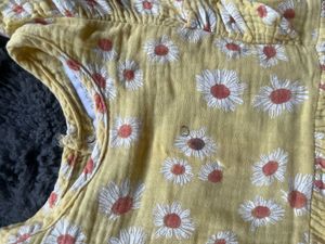 Cute Yellow Daisy Print Dress