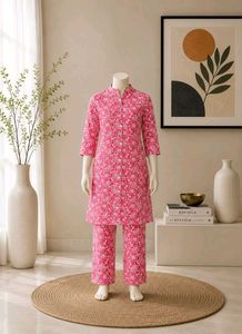 Pink Floral Kurta Set for Women