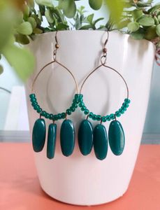 Combo Boho Teal Drop & Oxidised Jhumka