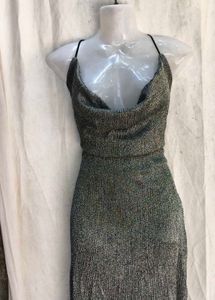 Sparkly Cowl Neck Maxi Dress