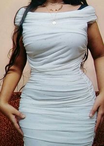Elegant ruched Bodycon Maxi Dress white