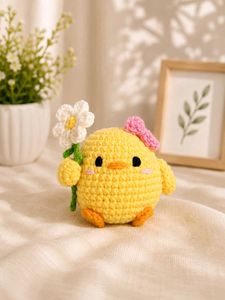 Cute Crochet Chick with Flower