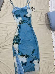 NUON Blue Abstract Print Maxi Dress