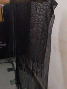 Black Net Dupatta with Fringes