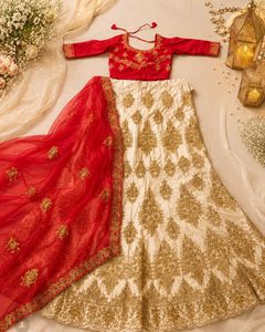 Elegant Gold Embroidered Lehenga Set