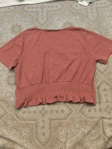 ONLY Coral Textured V-Neck Top