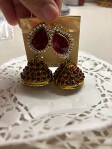 Elegant Red Jhumka Earrings