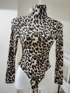S- Leopard Print Turtleneck Bodysuit