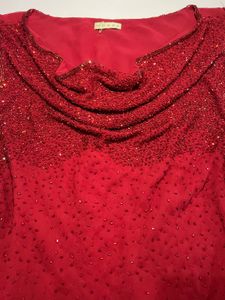 Red Embellished Sleeveless Top