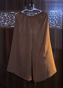 Shiny Brown Wide-Leg Palazzo Pants