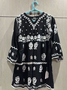 Elegant Embroidered Black Kurti