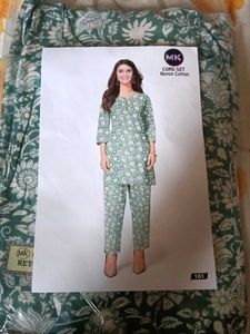Green Floral Print Kurta Set