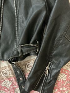 Zara Black Faux Leather Biker Jacket