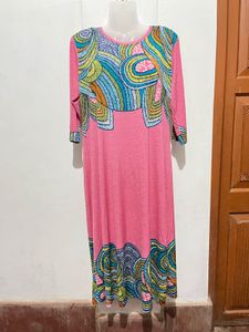 Length-46,,Unique Printed Pink Maxi Dress