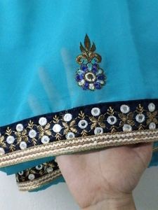 Beautiful Blue Embroidered Saree