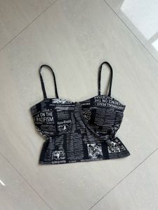 Unique Newspaper Print Crop Top
