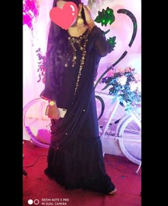 Bottle Green Indo Western Ready to Wear Saree
