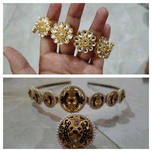 set of 2 Rakhdi Gold Maang Tikka