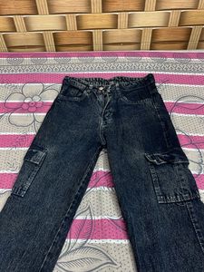 Dark Wash Cargo Jeans
