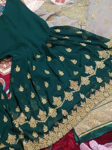 Elegant Grey &amp; Gold Kurta With Dupatta
