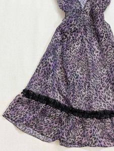 Vintage Y2K Sheer Purple Leopard Lace Trim Dress