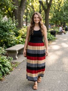 Boho Striped Maxi Skirt