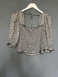 Chic Floral Smocked Square Neck Top