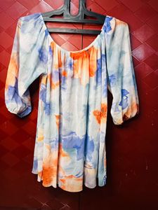 Boho Watercolor Floral Print Top
