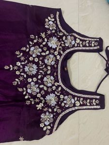 Embroidered Purple Silk sharara
