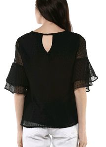 Black - Textured Top (Semi-sheer Sleeves)