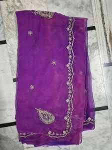 Elegant Purple Embroidered Saree
