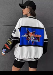 SHEIN Letter Graphic Colorblock Bomber Jacket