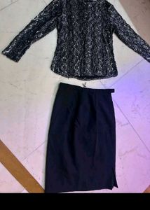 skirt Sparkling Sequin Black Top