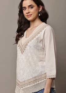 Boho Embroidered Cotton Kurta Top