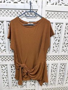 ✈️ Original Zara Brown Tie Front Knit Top D