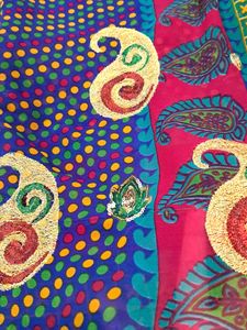 New Saree Pink Blue Embroidery