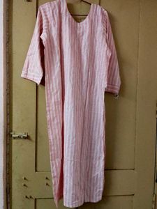 Elegant White &amp; Pink Striped Kurti (Unworn, Like N