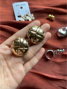 Chunky Gold Textured Button Earrings