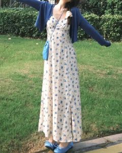 Floral Midi Dress with Cardigan