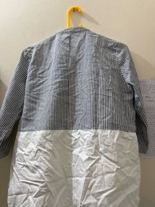 Striped &amp; White Panel Shirt