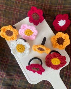 Crochet Flower Hair Ties